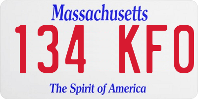 MA license plate 134KF0