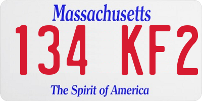 MA license plate 134KF2