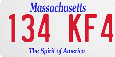 MA license plate 134KF4