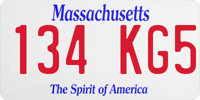 MA license plate 134KG5