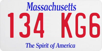 MA license plate 134KG6