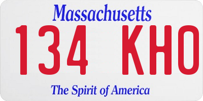 MA license plate 134KH0