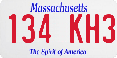 MA license plate 134KH3