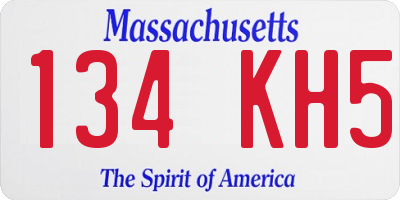 MA license plate 134KH5