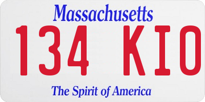 MA license plate 134KI0