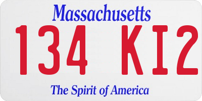 MA license plate 134KI2