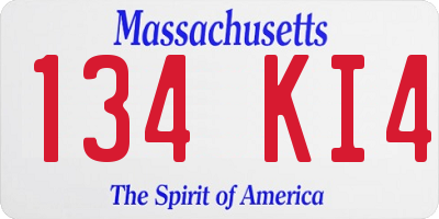 MA license plate 134KI4