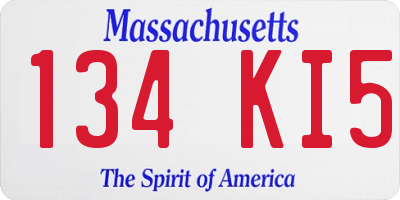 MA license plate 134KI5