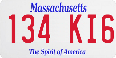MA license plate 134KI6