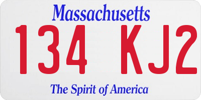 MA license plate 134KJ2