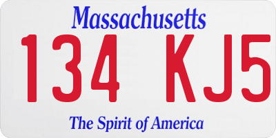 MA license plate 134KJ5