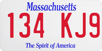 MA license plate 134KJ9
