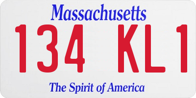 MA license plate 134KL1