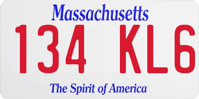 MA license plate 134KL6