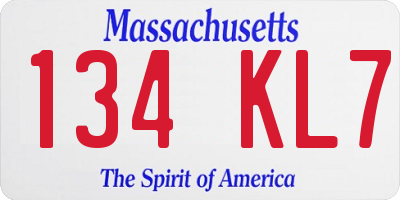 MA license plate 134KL7
