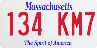 MA license plate 134KM7