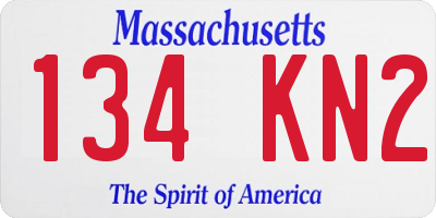 MA license plate 134KN2