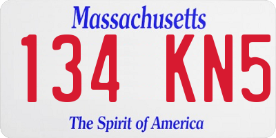 MA license plate 134KN5