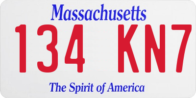 MA license plate 134KN7
