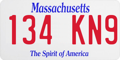 MA license plate 134KN9