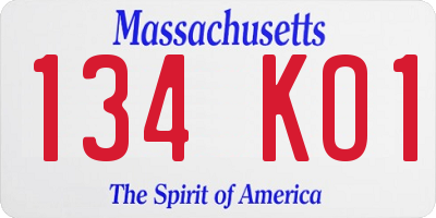 MA license plate 134KO1