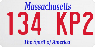 MA license plate 134KP2