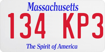 MA license plate 134KP3