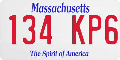 MA license plate 134KP6