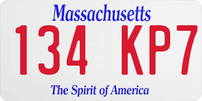 MA license plate 134KP7