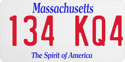 MA license plate 134KQ4