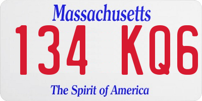 MA license plate 134KQ6