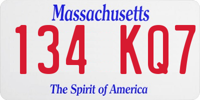 MA license plate 134KQ7