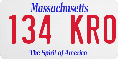 MA license plate 134KR0