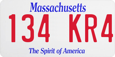 MA license plate 134KR4