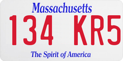 MA license plate 134KR5