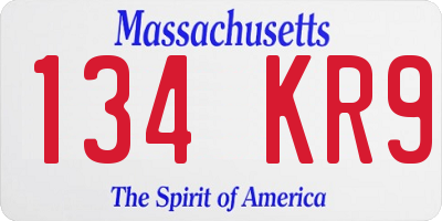 MA license plate 134KR9