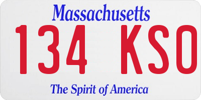 MA license plate 134KS0