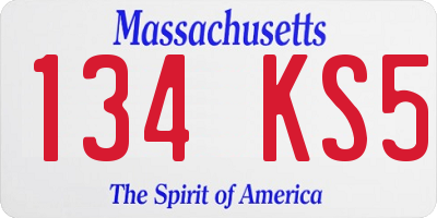 MA license plate 134KS5