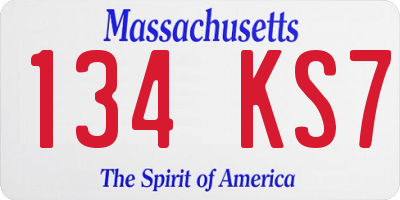 MA license plate 134KS7