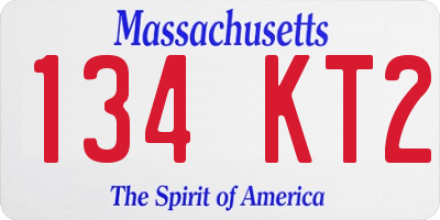 MA license plate 134KT2