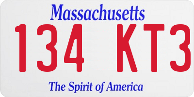 MA license plate 134KT3