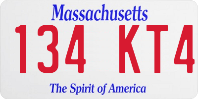 MA license plate 134KT4