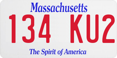 MA license plate 134KU2