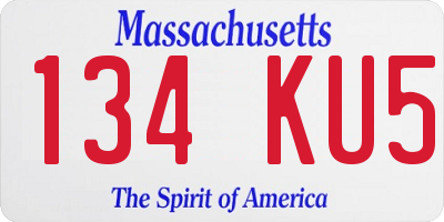 MA license plate 134KU5