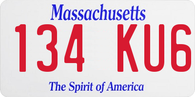 MA license plate 134KU6