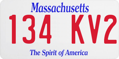 MA license plate 134KV2