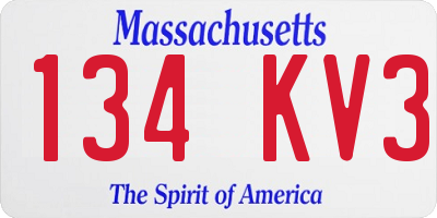 MA license plate 134KV3
