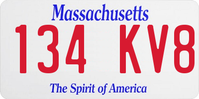 MA license plate 134KV8