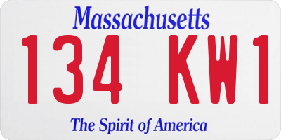 MA license plate 134KW1