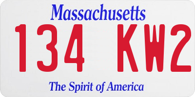 MA license plate 134KW2